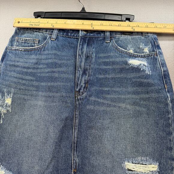 Vervet Denim Skirt Women's L Blue Claudia Raw Hem Mini Skirt Preppy Summer NWT - Picture 6 of 9